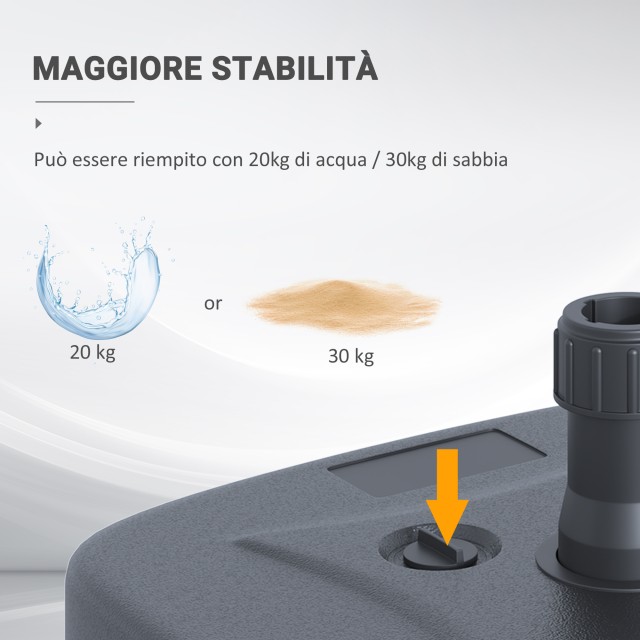 Outsunny Βάση Ομπρέλας Γεμιζόμενη με Νερό και Άμμο, HDPE, Μαύρο 46x45x26 cm 84D-050