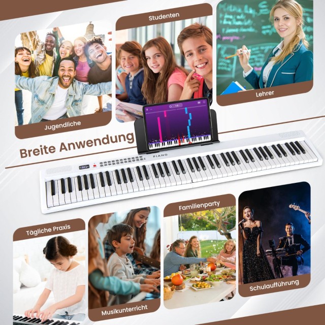 Costway 88 Πλήκτρα Ψηφιακό Πιάνο με 1000 Ρυθμούς και Ήχους, Αναδιπλ...