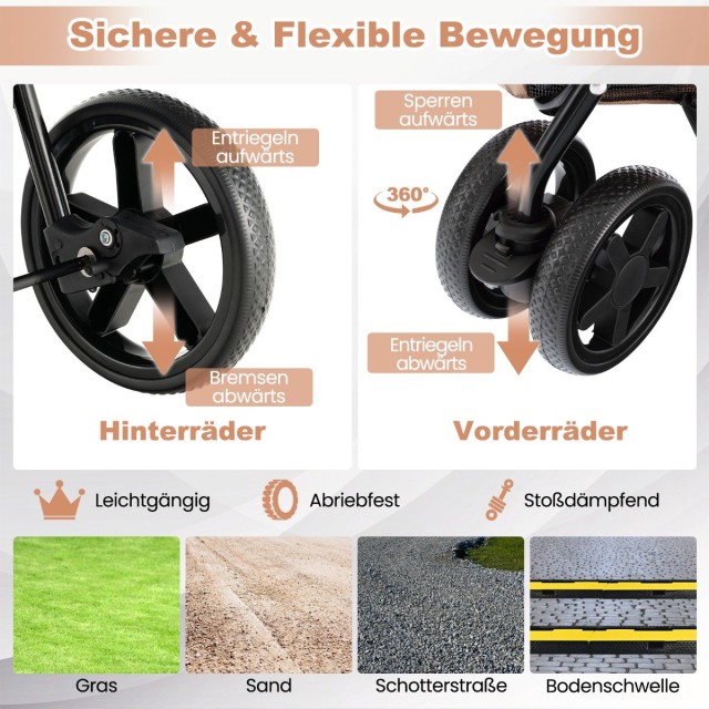 Costway  Πολυλειτουργικό Καρότσι 4 σε 1 για Κατοικίδια με Αποσπώμεν...