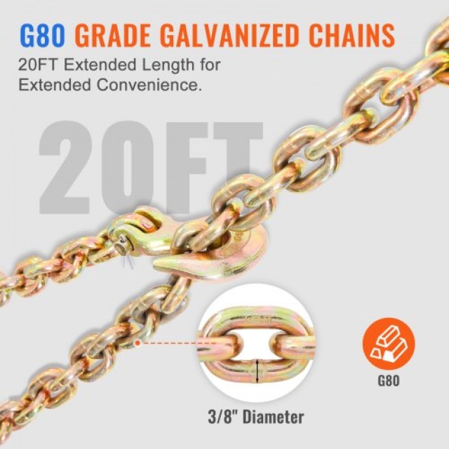 VEVOR Δεσμευτές Αλυσίδας 2τμχ, 3/8-1/2 12000 lbs, Αντιολισθητική Λαβή για Φορτηγά  DLTJLLJQTYCBBHNAQV0