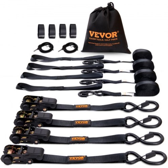 VEVOR Set mit 4 Ratschengurten 2200 lb Stärke 1 x 15 für Transport und Ladungssicherung XGJLDXGS1X154F4R0V0