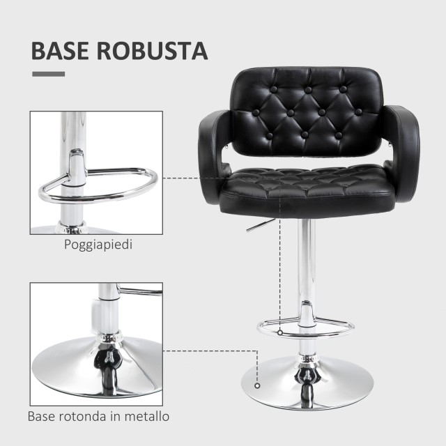 HOMCOM  Υψηλό Σκαμπό Μπαρ με Πλάτη και Μπράτσα, Περιστρεφόμενο με Ρ...