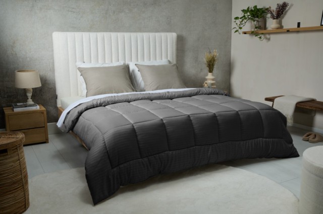 Διπλό Πάπλωμα 200 x 200 cm Ριγέ - Ανθρακί  8720604888645 SleepMed