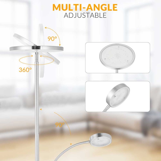 BAKAJI  Λάμπα Δαπέδου Touch LED 36W 2000Lm 2 Φώτα Ρυθμιζόμενη + Τηλεχειριστήριο  02813837