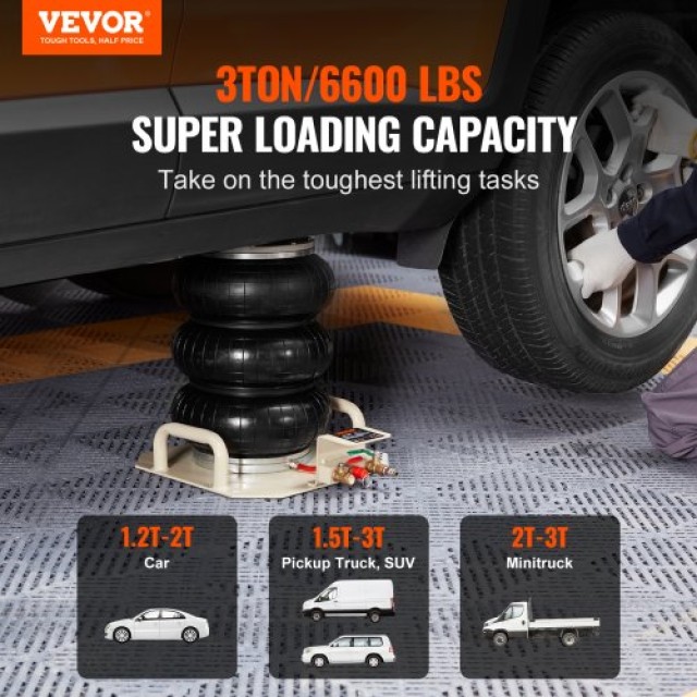 VEVOR Αερογρύλος 3 Τόνων/6600 lbs, Τριπλός Αερόσακος, Ανύψωση έως 4...