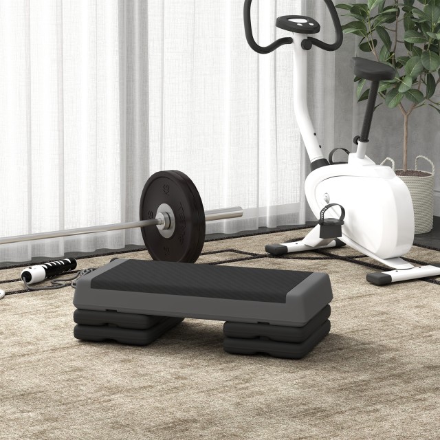 SPORTNOW  Ρυθμιζόμενο Stepper Γυμναστικής σε 10.5/15.5/20.5 cm με Αντιολισθητική Επιφάνεια και Χωρητικότητα 250 kg, Γκρι  A90-379V00GY