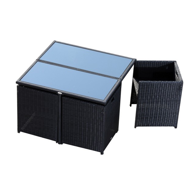 Σετ έπιπλα κήπου Outsunny σε τραπεζαρία PE Rattan με 4 καρέκλες με μαξιλάρια, μαύρο 863-008
