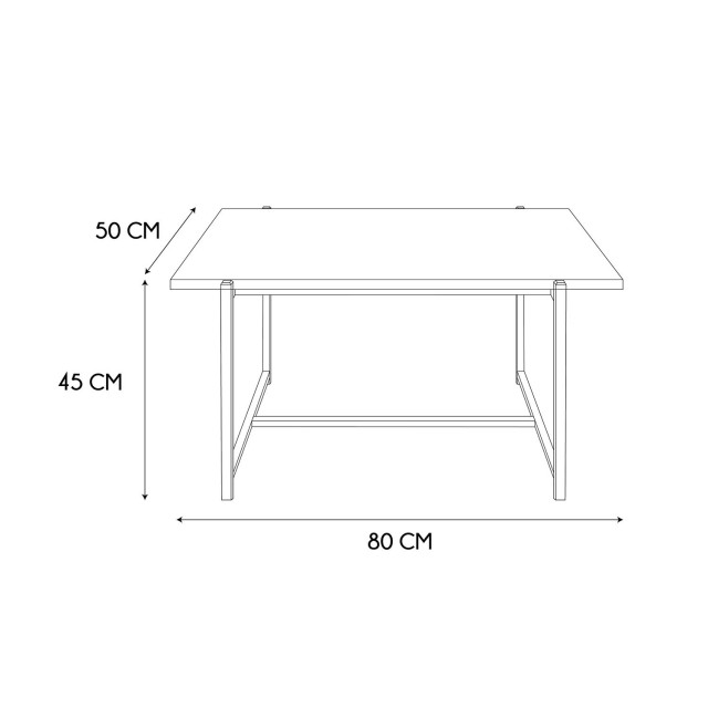 Τραπεζάκι Σαλονιού από Ξύλο & Μέταλλο 80 x 45 x 50 cm HD0182 Home Deco Factory
