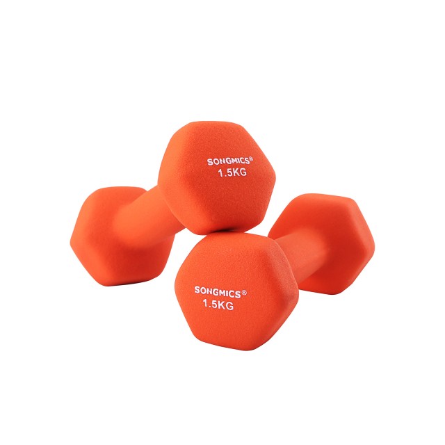 SONGMICS Σετ 2 τμχ Αλτήρες από Νεοπρένιο 2 x 1.5Kg, Πορτοκαλί, SYL63OG 