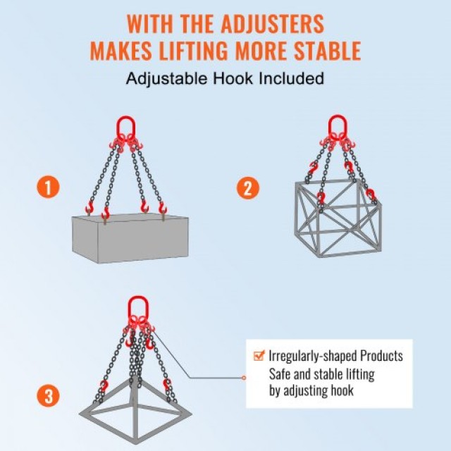 VEVOR Αλυσίδα Ανύψωσης 4 Σκέλη G80 με Γάντζους 5/16 x 5 11000 lbs D...