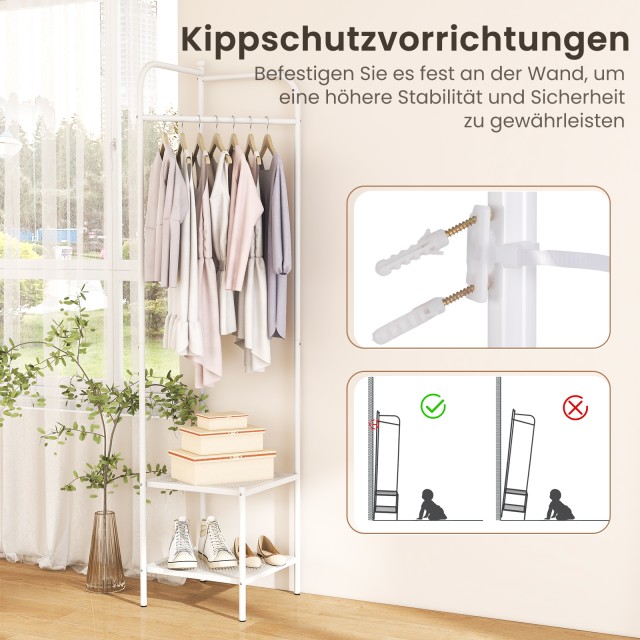 Costway Λευκή Μεταλλική Γωνιακή Κρεμάστρα με Άνω Γάντζο HU11159WH