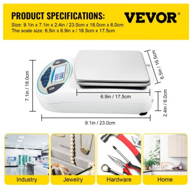 Ζυγός Ακριβείας VEVOR 5000g x 0.01g για Εργαστήριο και Κοσμήματα  FX5000GX0.01GKGEMV2