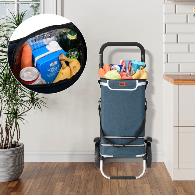 BAKAJI Πτυσσόμενο Καρότσι Αγορών 56L Μπλε Θερμική Τσάντα Καρότσι Με... BAKAJI Πτυσσόμενο Καρότσι Αγορών 56L Μπλε Θερμική Τσάντα Καρότσι Με...
