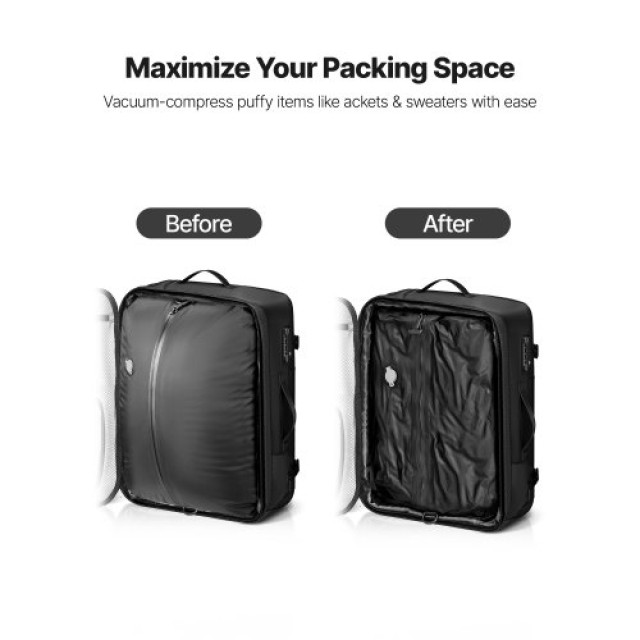VEVOR Σακίδιο Ταξιδιού με Αντλία Κενού - 65L, Επεκτάσιμο, Αδιάβροχο...