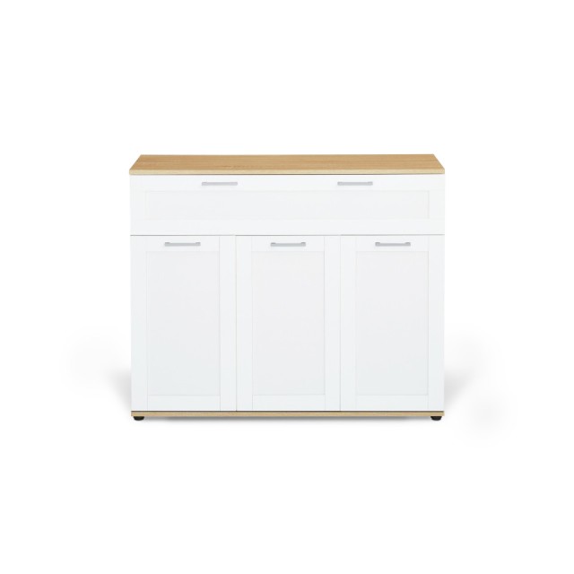 Μπουφές Marius με 3 Πόρτες & 1 Συρτάρι 100 x 34 x 80 cm - Λευκό & Ξύλο 30150206 Idomya
