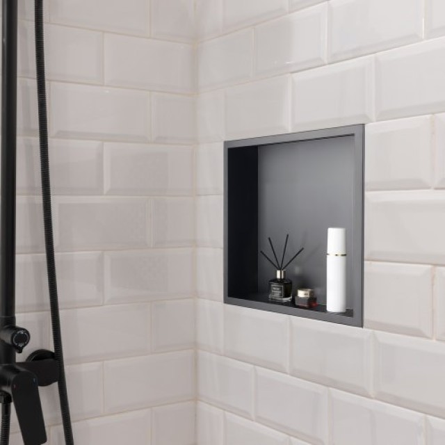 VEVOR Εσοχή Ντουζιέρας 33x33x10.2 εκ Ανοξείδωτο Ατσάλι Μαύρο BXGLYB...