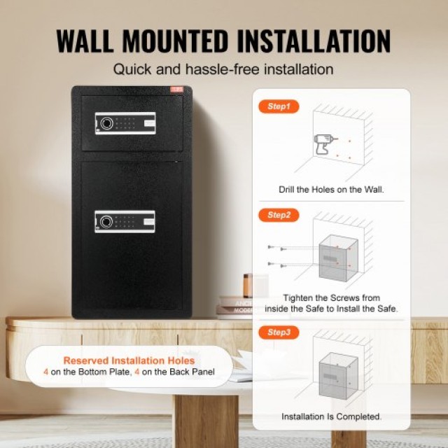VEVOR Διπλή Πόρτα Χρηματοκιβώτιο 5.5 cu.ft με Κλειδαριά και Κωδικό Μαύρο  LMBXXLS5567CW705UV9