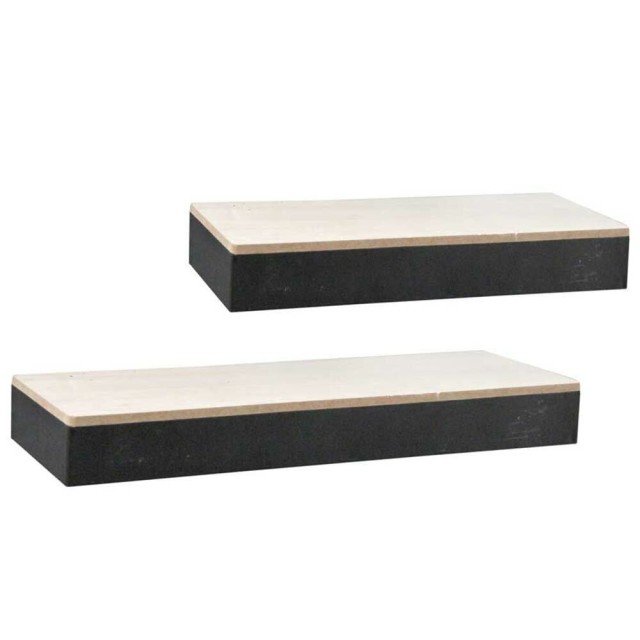 BAKAJI Σετ 2 Ορθογώνιων Ραφιών Τοίχου, Μεταλλικό και Ξύλινο Ράφι, 2...