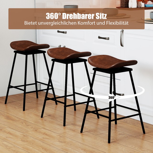 Costway Σετ 2 Περιστρεφόμενα Μοντέρνα Υψηλά Σκαμπό με Επένδυση Δερμ...