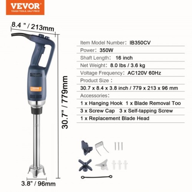 Επαγγελματικός Ραβδομπλέντερ VEVOR 350W για Σούπες & Σάλτσες  ZXSCJBQ350WB371FZV2
