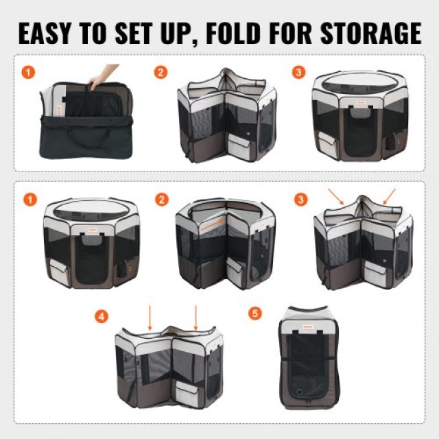 Πτυσσόμενο Πάρκο Κατοικιδίων VEVOR, 36 Φορητό για Σκύλους/Γάτες, Αδ...