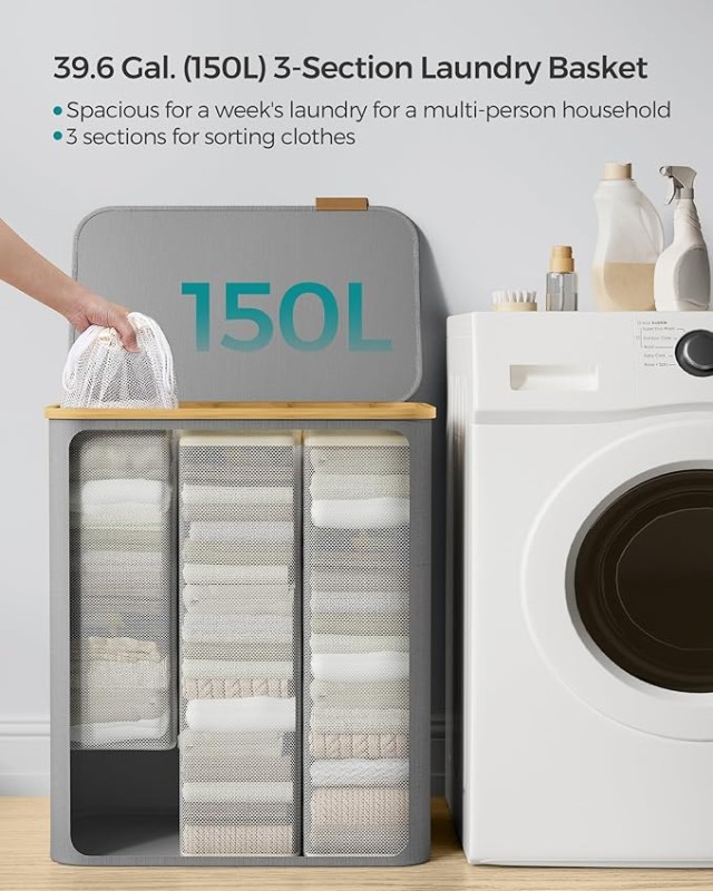 Καλάθι Απλύτων 150L 60 x 38.5 x 70.5 cm  SONGMICS LCB515G01-