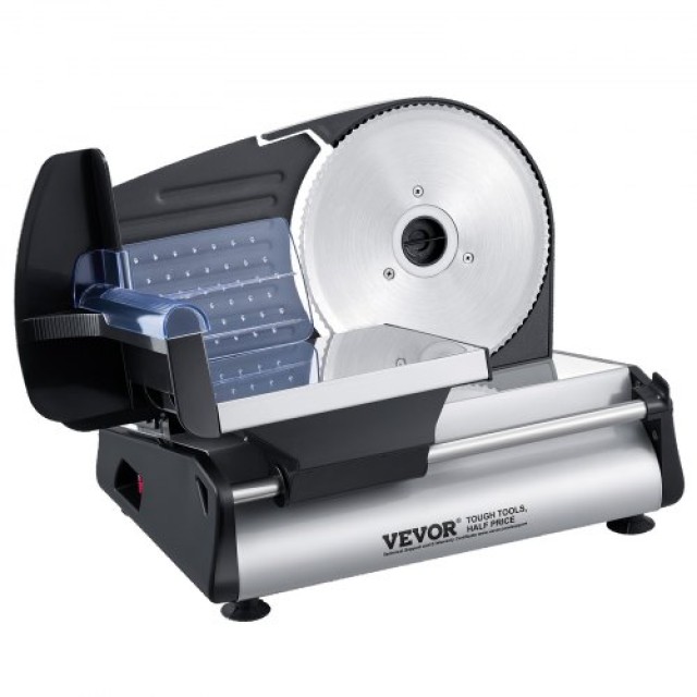 VEVOR Κοπτική Μηχανή Κρέατος 180W 7.5 Ηλεκτρική Συσκευή Ντελικατέσεν για Κρέας, Ψωμί και Τυρί DRQPJ180WSDPGJYA2V2