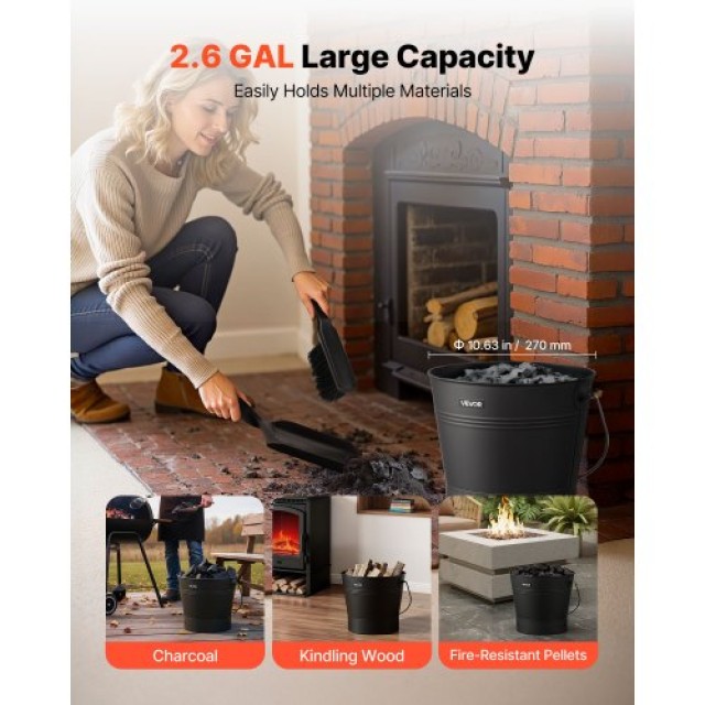 VEVOR Δοχείο Στάχτης Τζακιού 4-σε-1 με Καπάκι, Φτυάρι, Σκουπάκι και... VEVOR Δοχείο Στάχτης Τζακιού 4-σε-1 με Καπάκι, Φτυάρι, Σκουπάκι και...