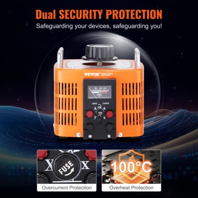 VEVOR  Μετασχηματιστής Ρυθμιστής Τάσης 3000VA 10A 0-300V AC KBBYQZZBS300V4UUVV7