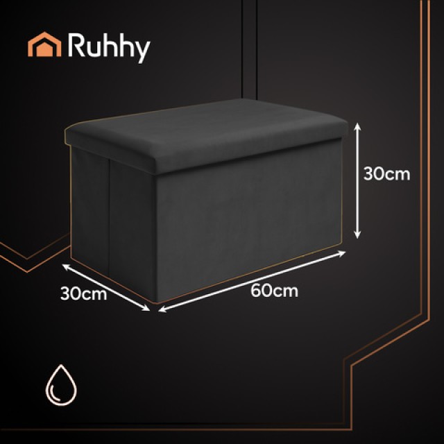 Ruhhy Βελούδινο Πουφ XL Αποθήκευσης 60x30x30 σε Μπλε Χρώμα 25995