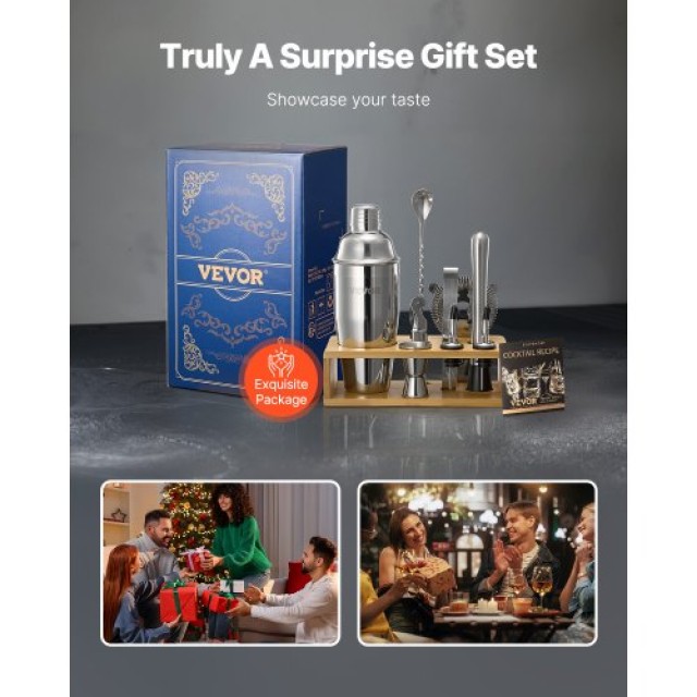 VEVOR Σετ Κοκτέιλ 10 Τεμ Ανοξείδωτα Εργαλεία Μπαρ Ασημί JBYJTZXKB10...