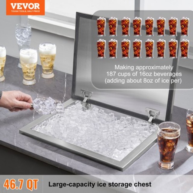 VEVOR  Ανοξείδωτο Ψυγείο 20x16x13 με Καπάκι  QRSCBCFG20LXPDP5CV0