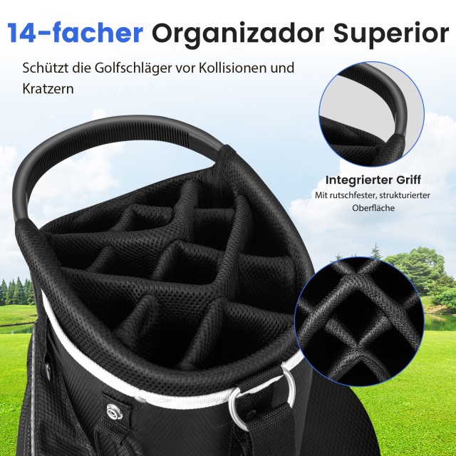 Costway Γκρι Τσάντα Γκολφ Trolley με 14 Θήκες και Ψυγείο SP37905HS