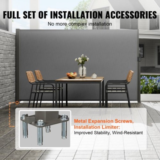 VEVOR Αναδιπλούμενη Πλευρική Τέντα 71x 118, Γκρι  KSSCP180X300MZXMQV0
