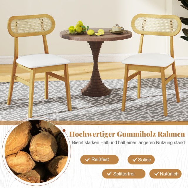 Costway Δερμάτινες Καρέκλες Τραπεζαρίας Εσωτερικού Χώρου σε Λευκό Χ...