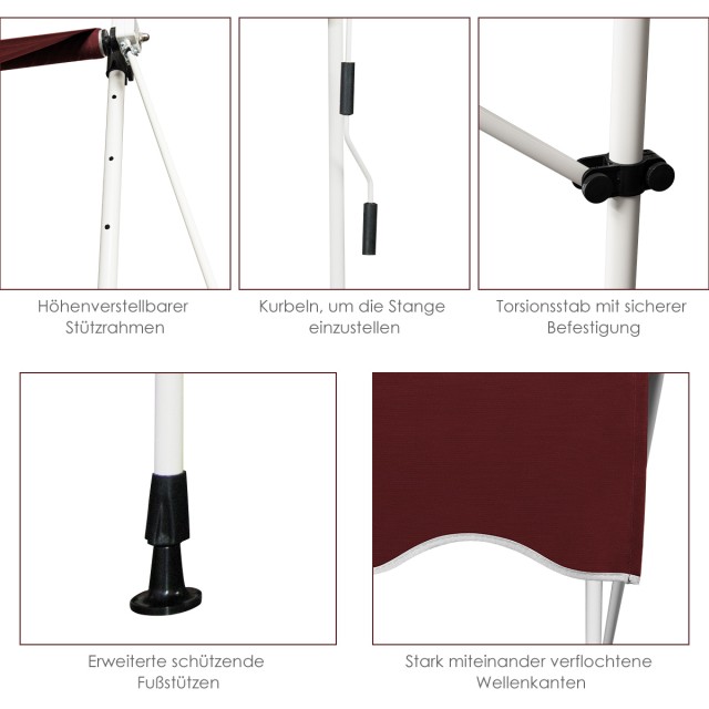 Costway Ρυθμιζόμενη Κόκκινη Τέντα Μπαλκονιού 250 εκ. χωρίς Τρύπημα ... Costway Ρυθμιζόμενη Κόκκινη Τέντα Μπαλκονιού 250 εκ. χωρίς Τρύπημα ...