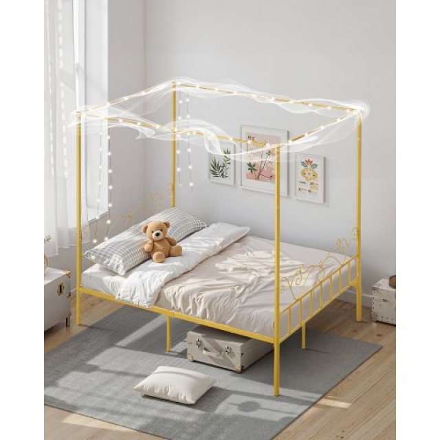 VEVOR Μεταλλικό Κρεβάτι Κανόπης Queen Size με Κεφαλάρι και Τέσσερις...