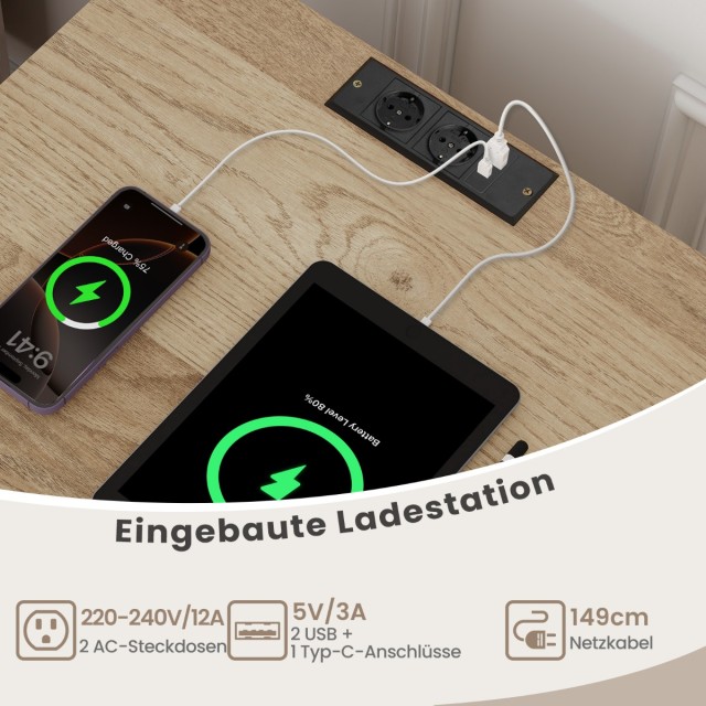 Costway Βάση Πικάπ με Σταθμό Φόρτισης & Ράφι & 4 Διαχωριστικά για Δ...