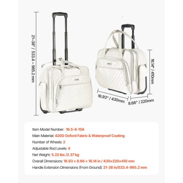 VEVOR Τσάντα Υπολογιστή με Ρόδες 15.6 Ίντσες για Ταξίδια LGSTDNB156...