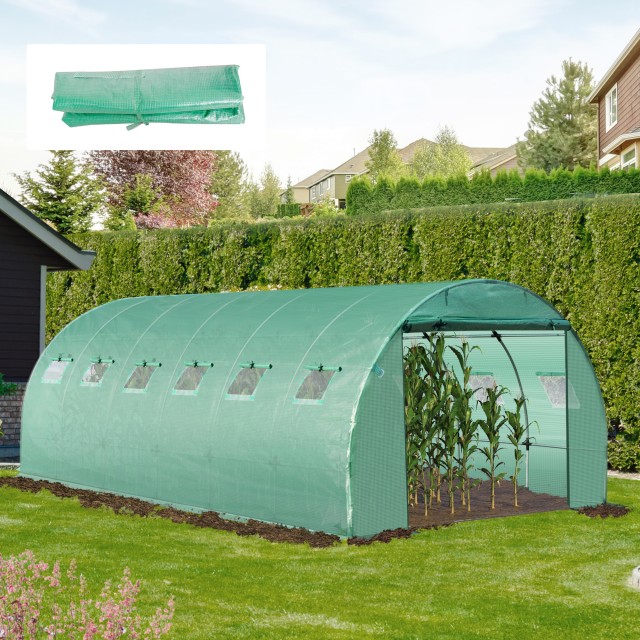 Κάλυμμα θερμοκηπίου PE Outsunny με 12 παράθυρα 6x3x2 m, πράσινο 845...
