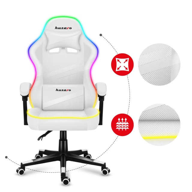 Huzaro Καρέκλα Gaming Force 4.4 RGB Λευκή 5903796013184