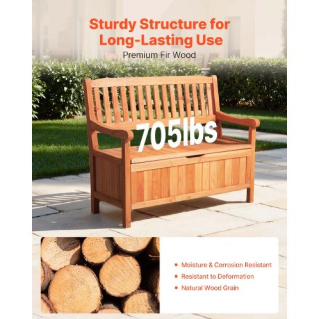 VEVOR Υπαίθριος Ξύλινος Πάγκος Αποθήκευσης 33 Gal Αδιάβροχος MZHWCW...