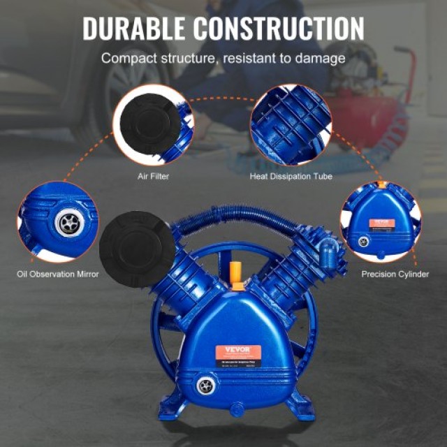 VEVOR  Κεφαλή Αντλίας Αεροσυμπιεστή 5.5HP 5.75CFM @ 90PSI 2-Κύλινδρος Πιστονιού KQYSJBTSGBTCUHG46V0