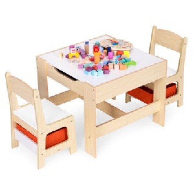 ECOTOYS Σετ παιδικών επίπλων τραπεζάκι + 2 καρέκλες πίνακας κιμωλία...