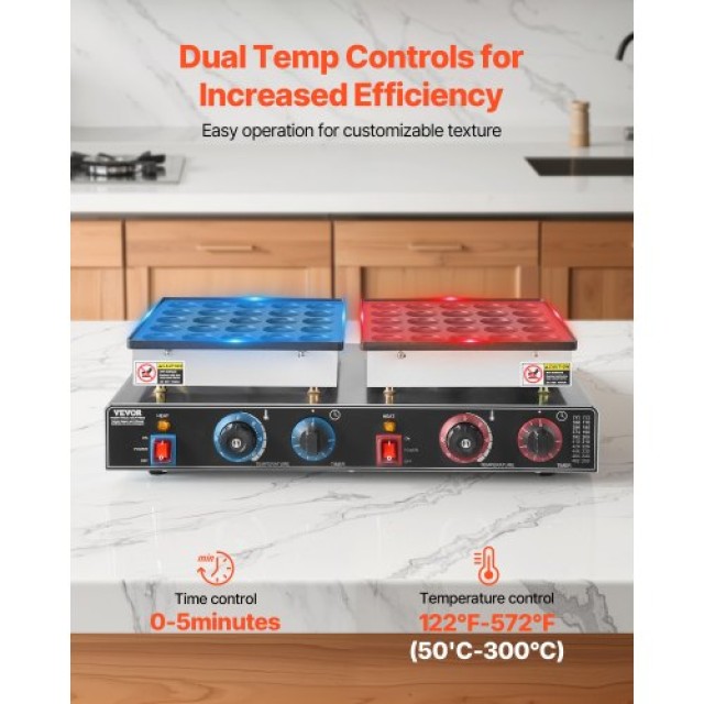 VEVOR Κατασκευαστής Μίνι Ολλανδικών Pancake 50PCS 1800W Αντικολλητι...