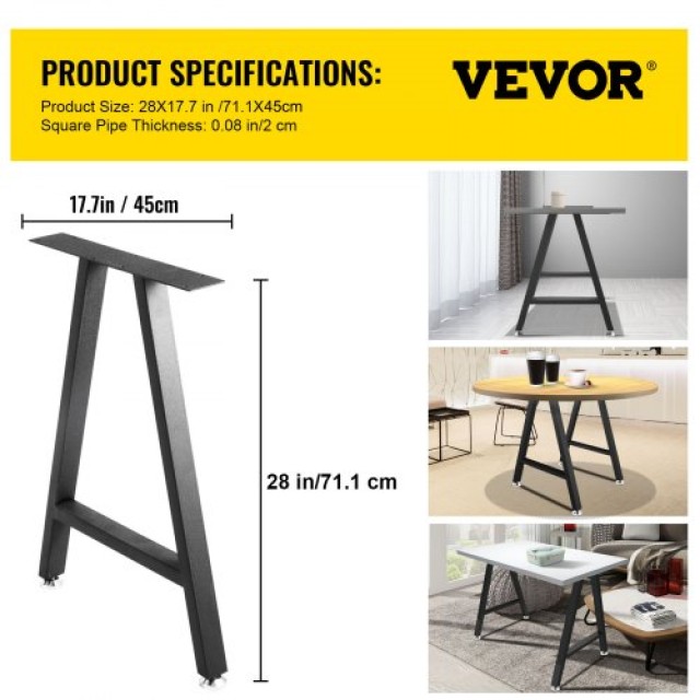 Σετ Μεταλλικών Ποδιών Τραπεζιού VEVOR 28x17.7 ιντσών, Μαύρα  TZZTY2...