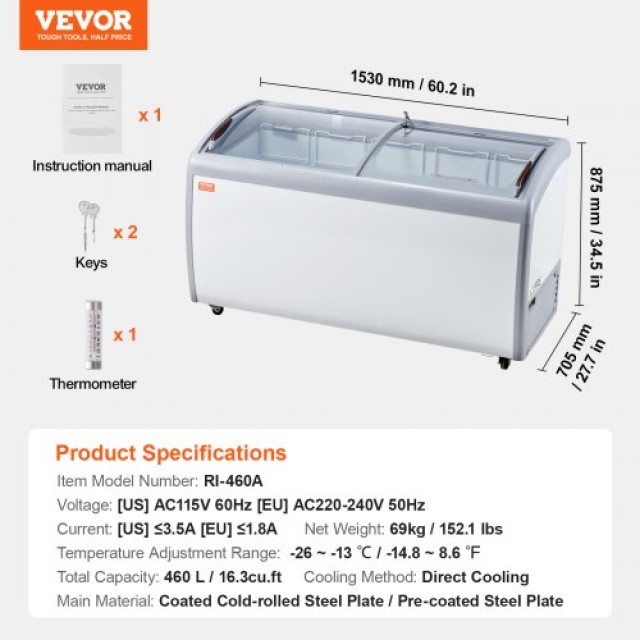 Επαγγελματική Βιτρίνα Παγωτού VEVOR 460 L  LDSBQLZSJ163YNM3DV2