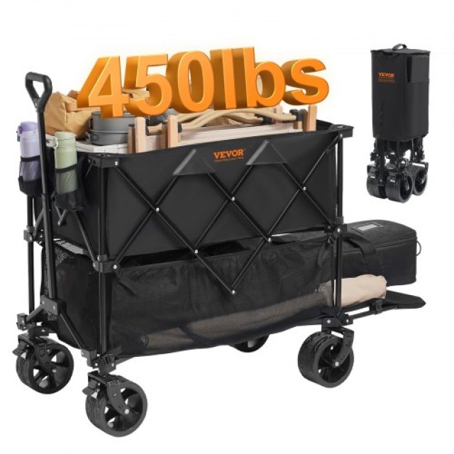 Πτυσσόμενο Καρότσι VEVOR Διπλής Στρώσης, 400L, 450 lbs, για Κάμπινγκ, Ψώνια, Κήπο  ZDHYBXSSTCHSXALL9V0