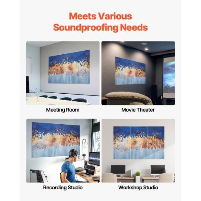 VEVOR Αυτοκόλλητα Ακουστικά Πάνελ 23.6x23.6 ιντσών (6 τεμάχια) για ...