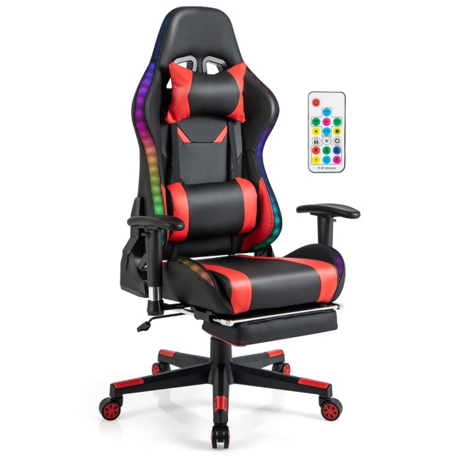 Costway  LED Φωτιζόμενη Καρέκλα Gaming με Ρυθμιζόμενα Χαρακτηριστικά και Άνετη Σχεδίαση CB10483RE